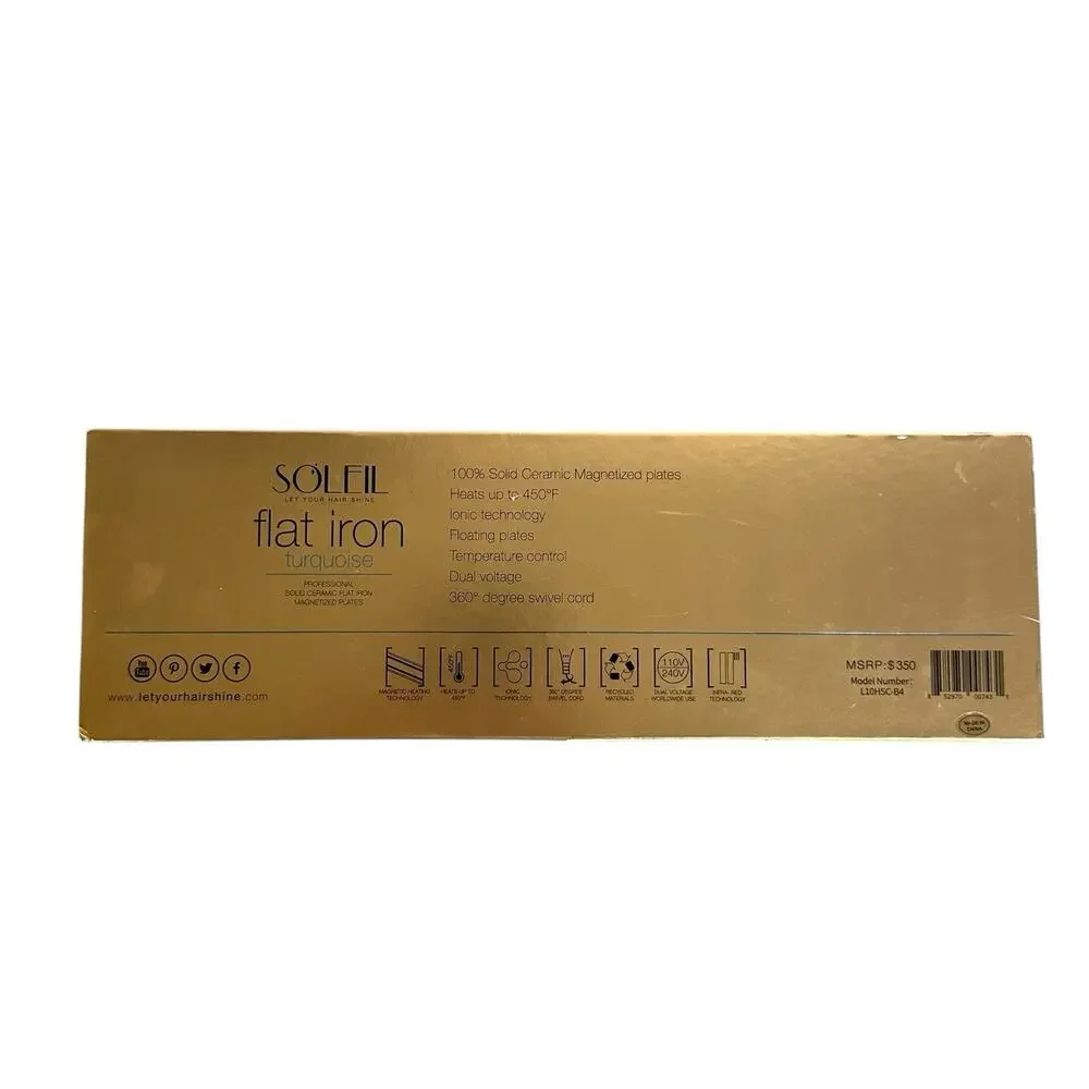 Soleil Professional Flat Iron Hair Straightener Ceramic Plates New Open Box